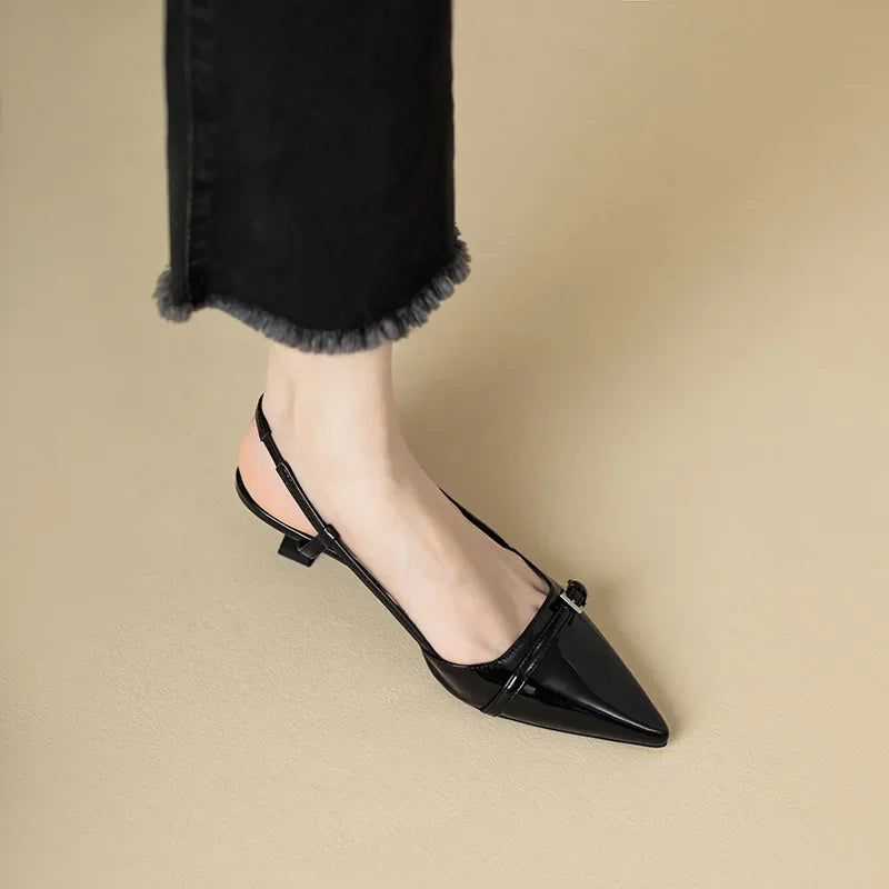 Darcy - Women's Retro Leather Mid-Heel Sandals