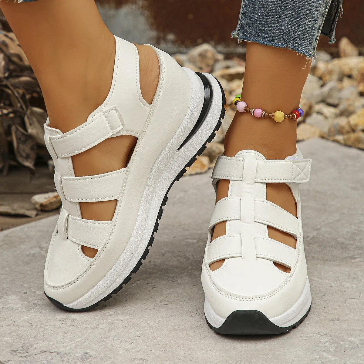 Nina - Women's Hollow-Design Platform Wedge Sneakers
