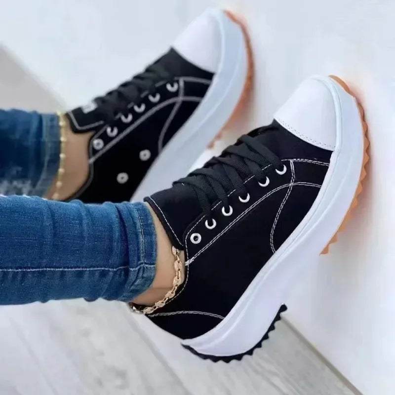 Harper - Women's Casual Low Top Canvas Sneakers with Round Toe