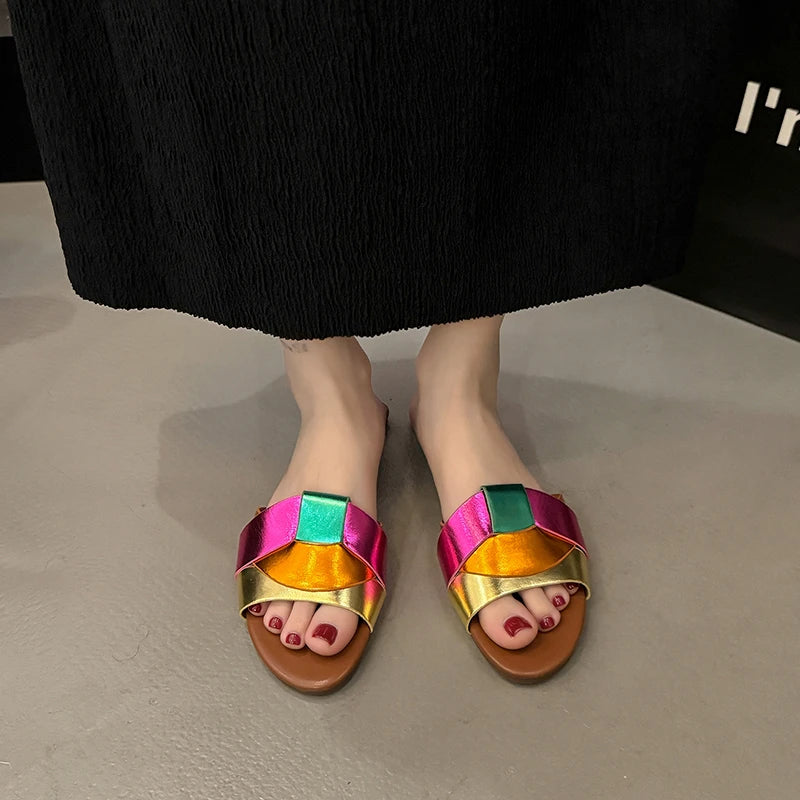 Zaba - Women's Comfortable Woven Open Toe Flat Slippers