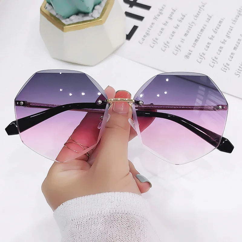 Dune Women's Octagonal Rimless Sunglasses with UV Protection
