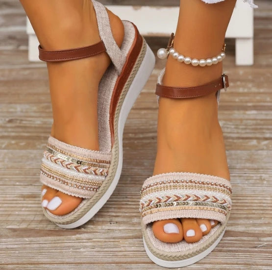 Phoebe - Women's Strappy Slingback Wedge Sandals