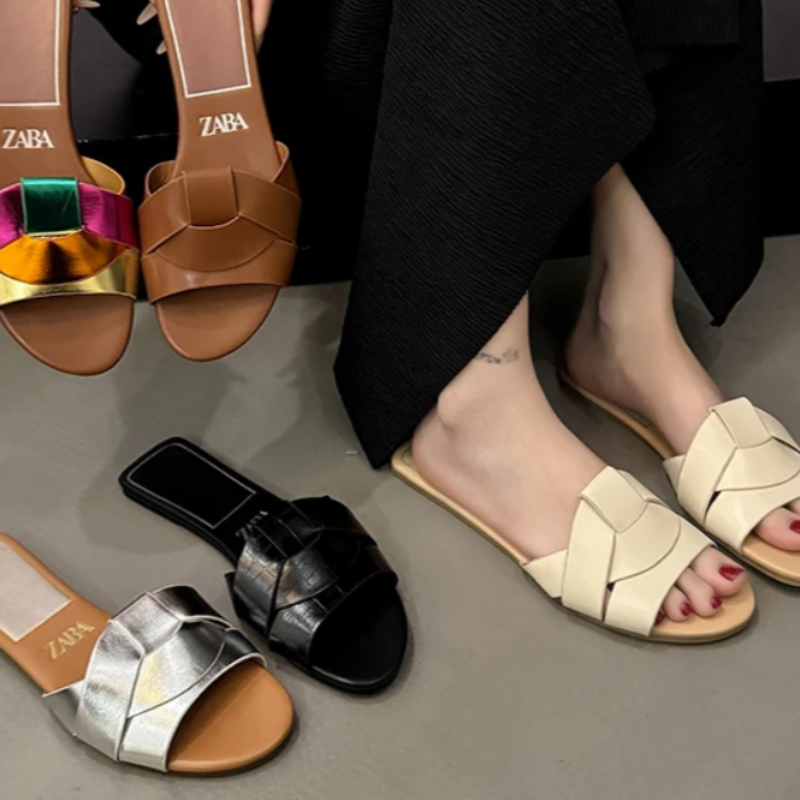 Zaba - Women's Comfortable Woven Open Toe Flat Slippers