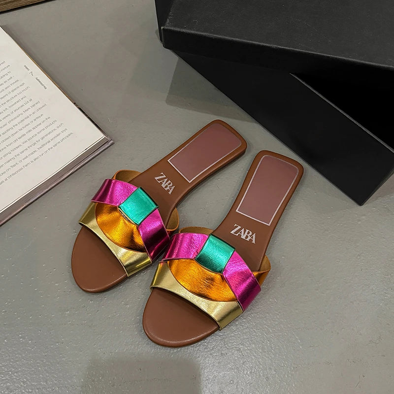 Zaba - Women's Comfortable Woven Open Toe Flat Slippers