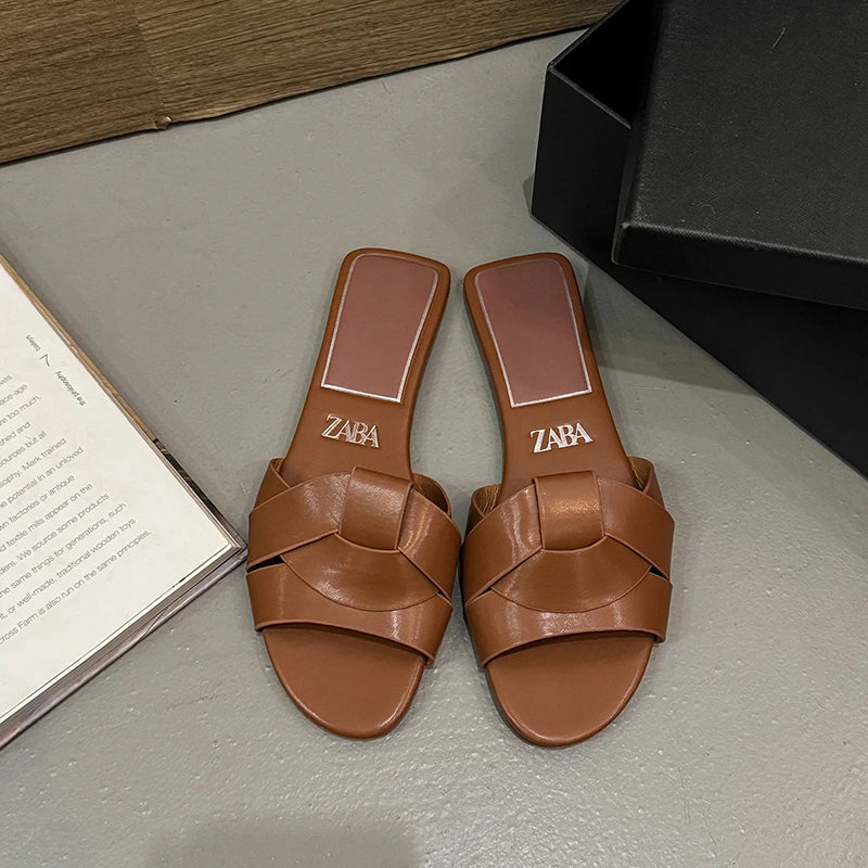 Zaba - Women's Comfortable Woven Open Toe Flat Slippers