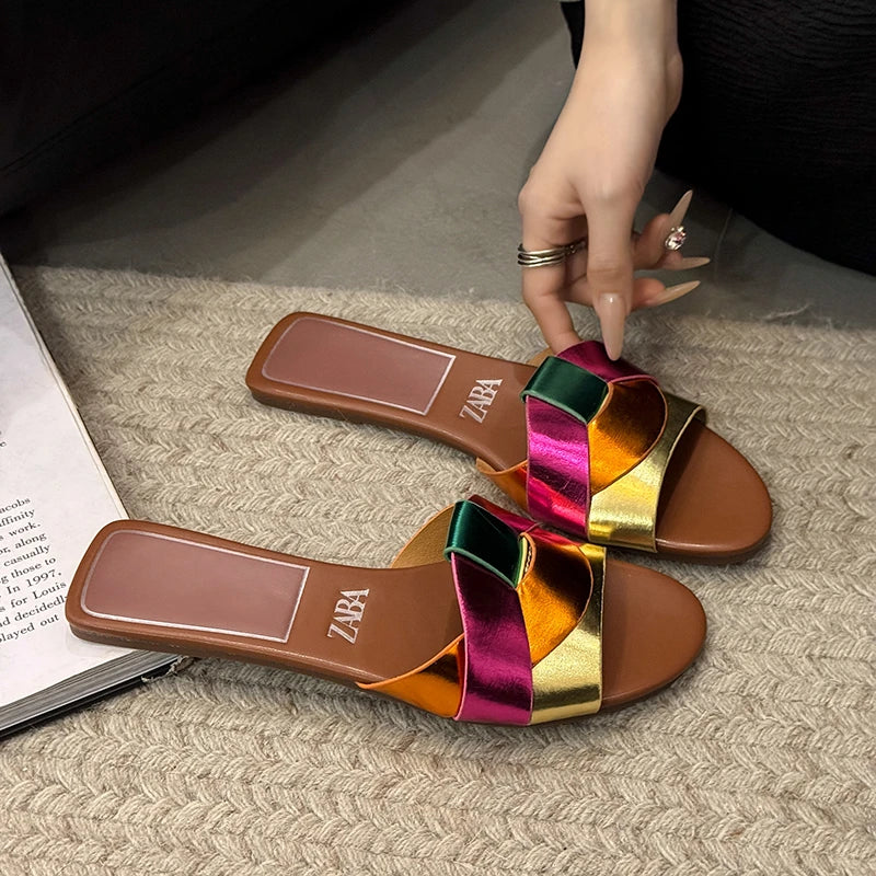 Zaba - Women's Comfortable Woven Open Toe Flat Slippers